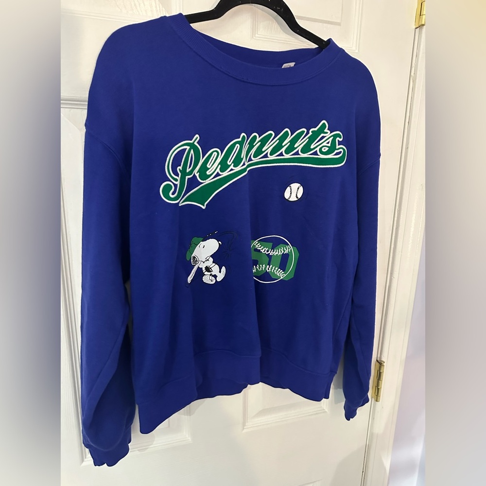 Divided Blue Peanuts Graphic Sweater (S)
